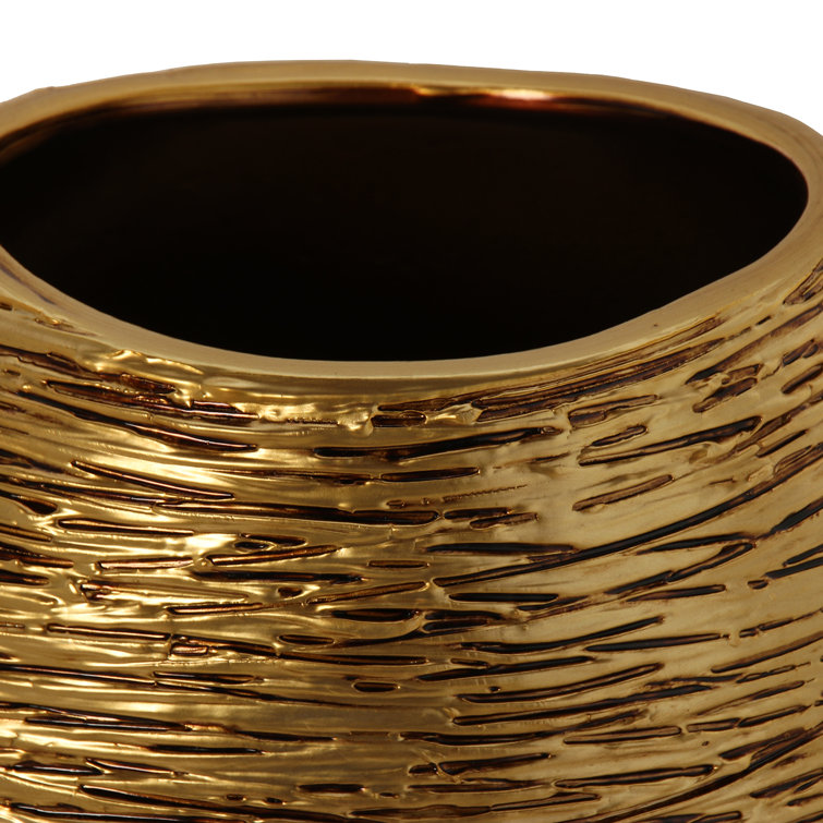 Ivy Bronx Set 2 Gold Ceramic Vases Wayfair.co.uk